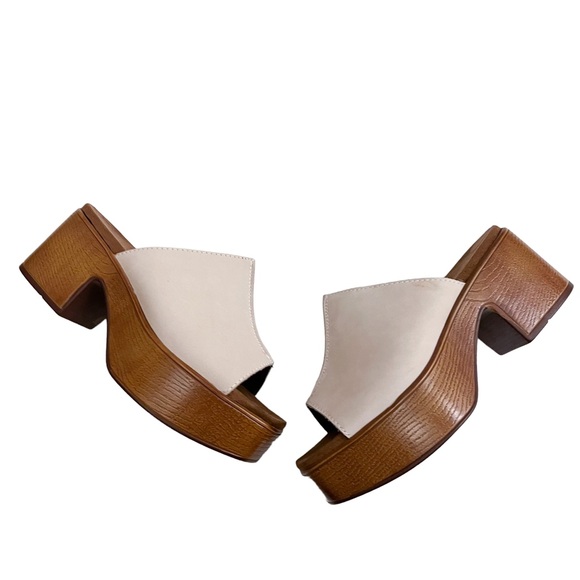 NWT House of Harlow 1960 Griffin Ivory Platform Suede Clogs Size 9 - Picture 10 of 13